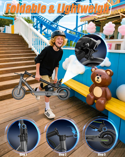 MAXSHOT Electric Scooter Adults & Big Kids, 350W Powerful Motor, Top Speed 16/19MPH, 12/16/19/21Miles Range, 8.5" Solid Tires Folding Commuter Escooter with Dual Suspension for Commuting, APP Control