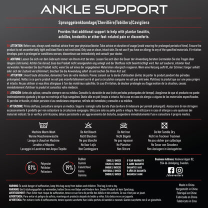 Sleeve Stars Ankle Brace for Sprained Ankle, Plantar Fasciitis Relief Ankle Support for Women, Ankle Compression Sleeve w/ Strap (Single/Black)