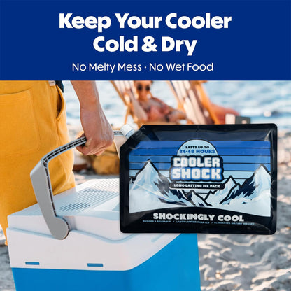 Cooler Shock Ice Packs for Cooler - Long Lasting Reusable Freezer Packs for Coolers - Cooler Ice Packs for Camping Gear, Fishing, Road Trips, Beach Must Haves, Large