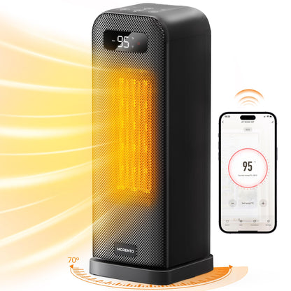 MORENTO Space Heaters for Indoor Use, Smart Space Heater, Wi-Fi & Voice Control, Portable Heater with Thermostat, 1500W Electric Heater, 12H Timer, Quiet Space Heater for Office Bedroom Home (Black)