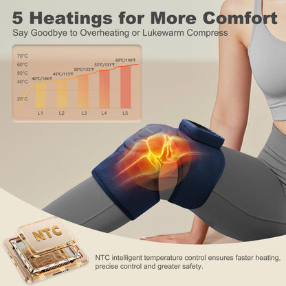 KingPavonini Cordless Knee Massager for Pain Relief, Newly 4 Motors Vibration, 5 Heat Levels, 6 Massage Modes, Knee Heating Pad for Knee Pain, Heated Knee Massager Brace, for Mom Dad (Blue 2.0)