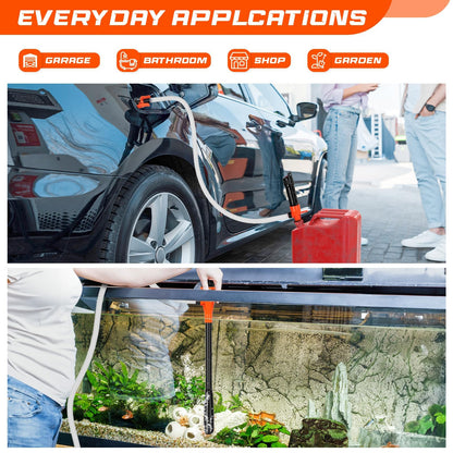 Portable Transfer Pump Battery Operated Electric Siphon Pump for Gas, Fuel, Diesel, Water Transfer 2.4 GPM Flow Oil Extractor, 47 Inches Hose-Easy to Use Hand Fuel Pump, Multi-Use Siphon Transfer Pump