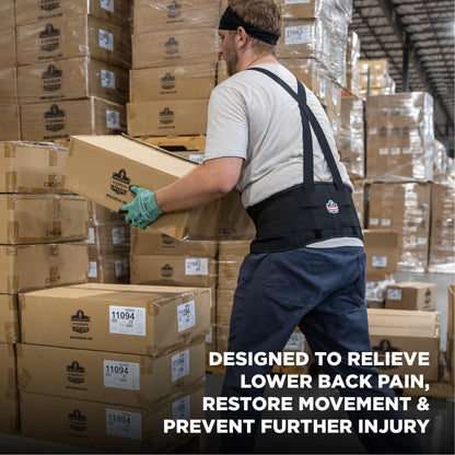 Ergodyne ProFlex 1650 Back Support Belt, 7.5" Elastic, Adjustable, Removeable Straps, Small, Black