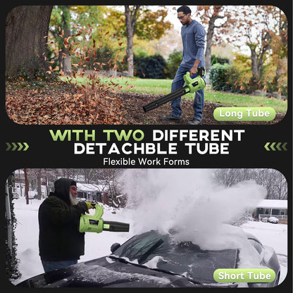 EnduTools Leaf Blower Cordless - 650 CFM 150 MPH Electric Leaf Blower with 2 x 4.0Ah Batteries & Fast Charger, 2-Speed Settings, Lightweight Blower for Lawn, Yard, Leaves, Dust, and Snow Care (Green)