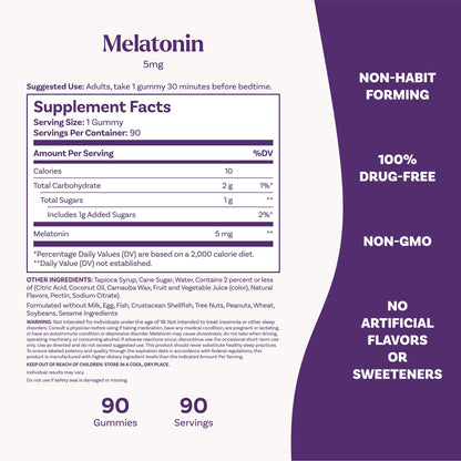 Natrol Melatonin Gummies, Sleep Support, 90 Strawberry-Flavored Adult Melatonin Gummies, 5 mg Sleep Aids for Adults