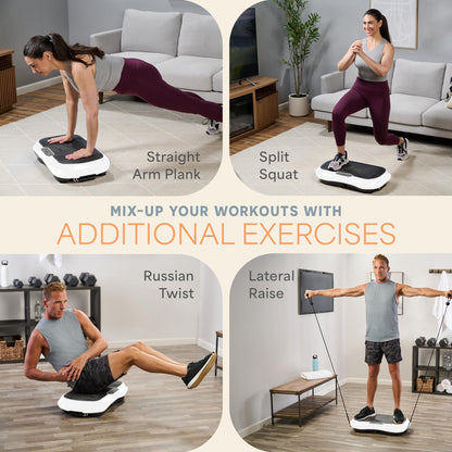 LifePro Vibration Plate Exercise Machine - Whole Body Workout Vibration Fitness Platform w/ Loop Bands - Home Training Equipment for Weight Loss & Toning - Remote, Balance Straps, Videos & Manual