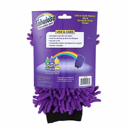 Fabuloso Microfiber Cleaning Mitt, Purple, One Size Fits All - Lint-Free, Scratch-Free Glove for Surfaces and Furniture - Dustless Hand Cloth for Bold & Bright Experience