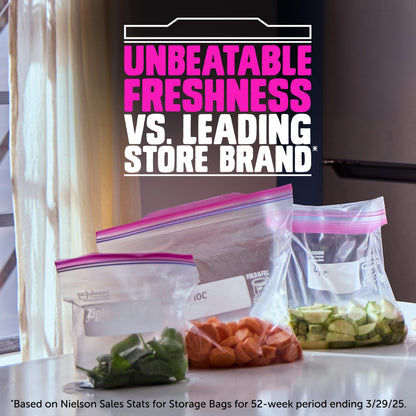 Ziploc Quart Food Storage Bags, Stay Open Design with Stand-Up Bottom, Easy to Fill, 136 Count