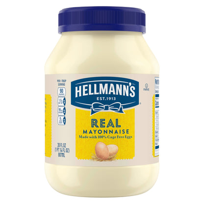 Hellmann's Mayonnaise Real Mayo 1 ct For A Creamy Sandwich Spread or Condiment Rich in Omega-3 ALA, Gluten Free 30 oz