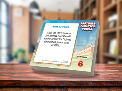 Football Fanatics Trivia 2026 Daily Desk Calendar: Boxed Page-a-Day Sports Quiz Calendar with Day-to-Day NFL & NCAA Facts, Milestones & Game-Day History
