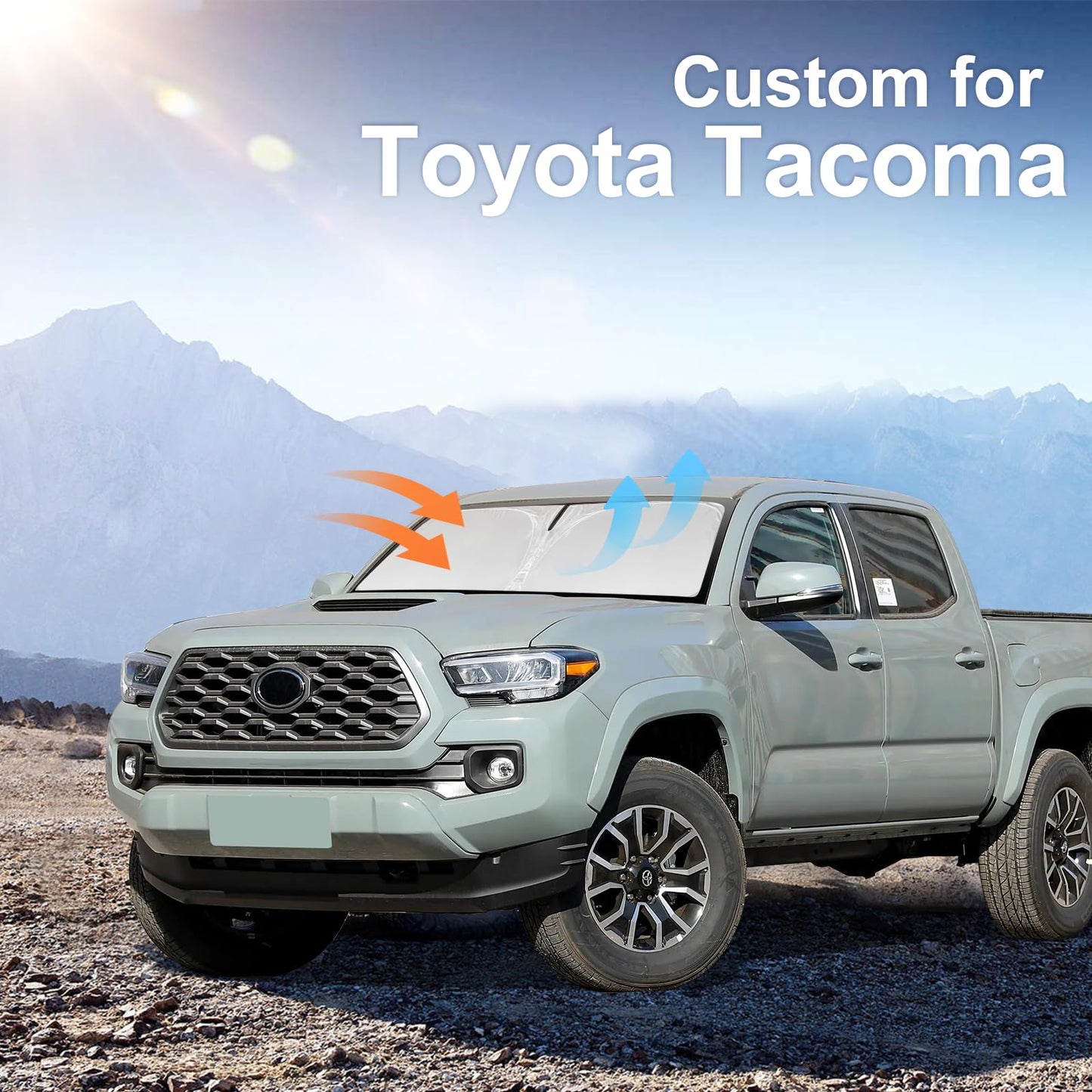 for Toyota Tacoma 2016-2023 2024 2025 Sun Shade Sunshade Windshield Cover - 4 Layers Front Window Shade Custom Fit Tacoma 2Dr 4Dr Pickup Sun Visor 240T Shade Blocks UV Rays Car Accessories