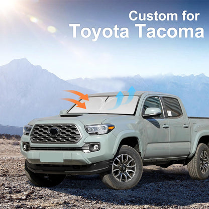 for Toyota Tacoma 2016-2023 2024 2025 Sun Shade Sunshade Windshield Cover - 4 Layers Front Window Shade Custom Fit Tacoma 2Dr 4Dr Pickup Sun Visor 240T Shade Blocks UV Rays Car Accessories