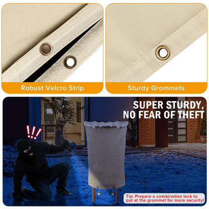 Angooni Upgraded Backflow Preventer Cover Aluminum Foil (5°F) - 30" W x 24" H Industrial 600D Winter Sprinkler Valve Covers for Outside, Anti-UV Winter-Freeze Water Well Pump Cover, Beige