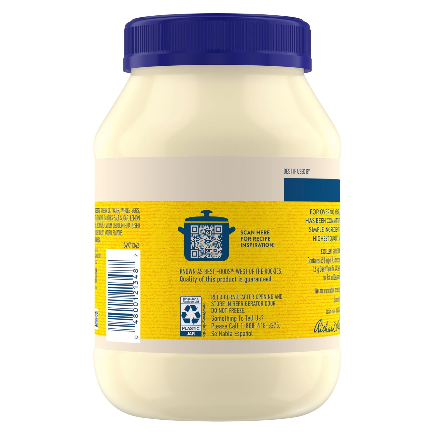 Hellmann's Mayonnaise Real Mayo 1 ct For A Creamy Sandwich Spread or Condiment Rich in Omega-3 ALA, Gluten Free 30 oz