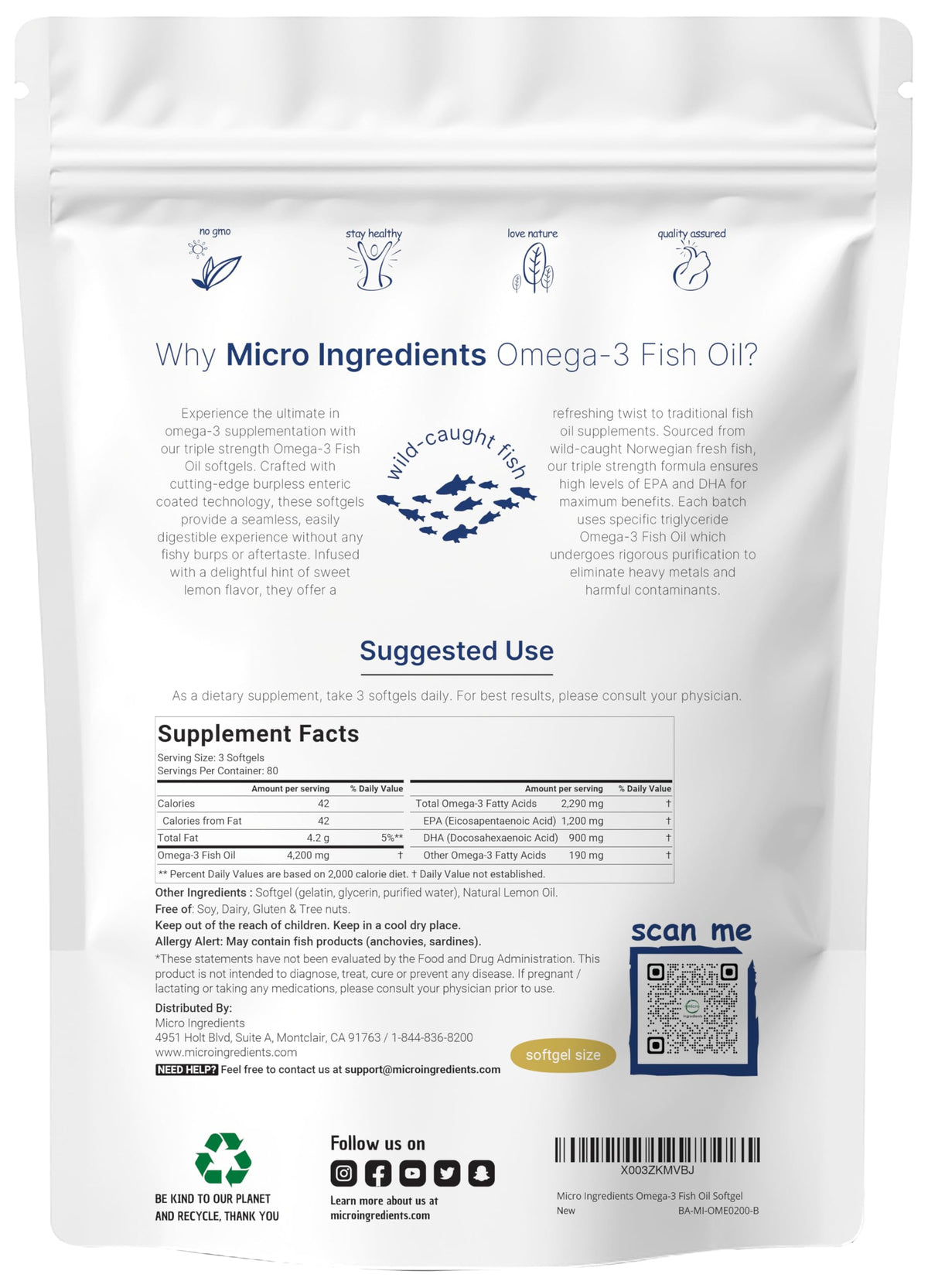 Triple Strength Omega 3 Fish Oil Supplements 4200mg Per Serving, 240 Softgels – Lemon Flavored – Burpless (Enteric-Coated) | EPA 1200mg + DHA 900mg | Deep Sea Fish, Wild Caught from Norwegian Waters