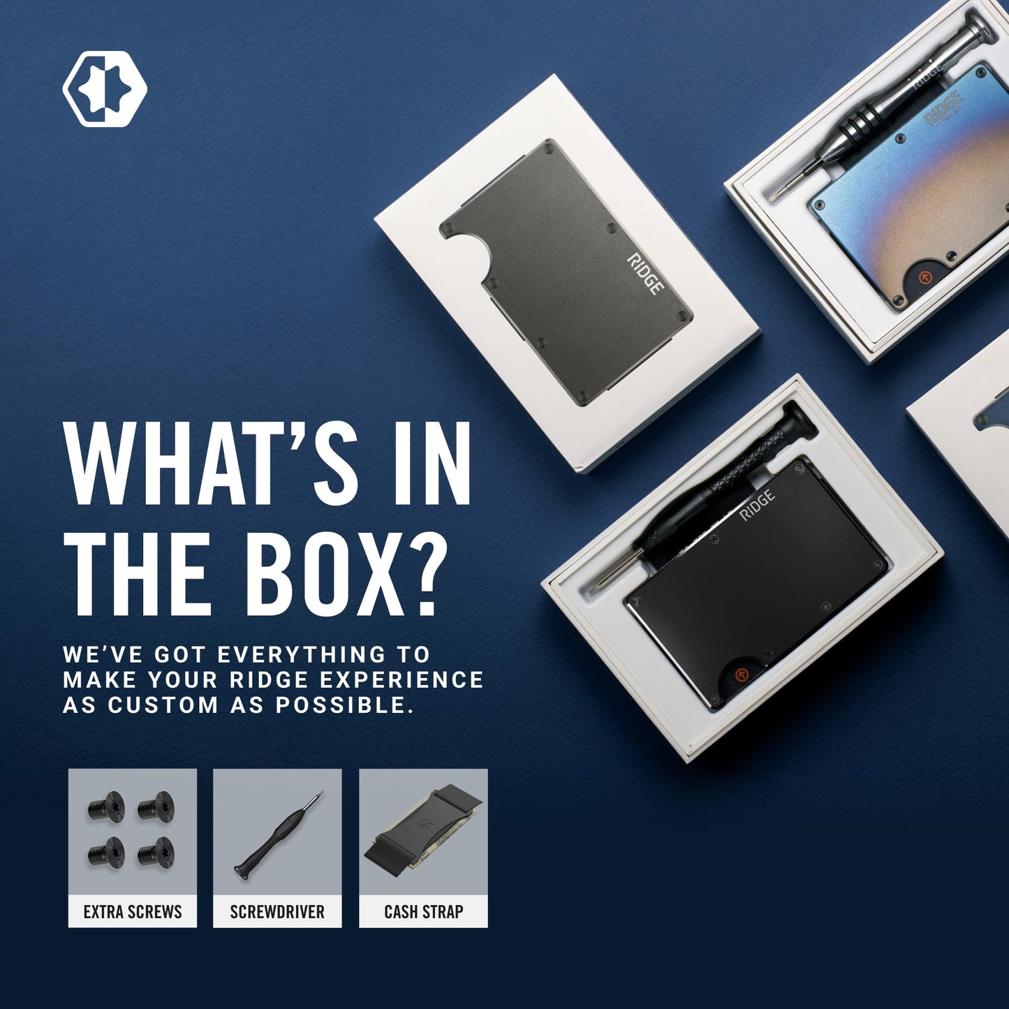 Ridge Wallet for Men - Slim Minimalist Compact Wallet and Card Holder, RFID Protected Front Pocket Wallets for Men with Integrated Cash Strap (Royal Black)