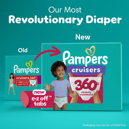 Pampers Diapers - Cruisers 360 - Size 5, 128 Count, Babyproof up to 100% Leakproof Pull-On Diaper