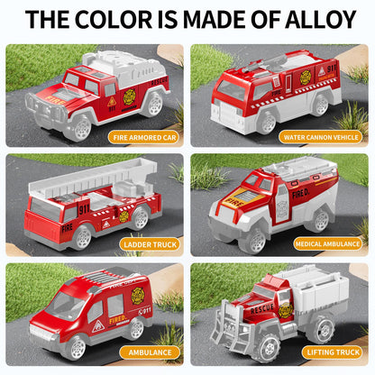 NIPLOOOW Toddler Boys Toys for 3-5 Years Old, Fire Truck Vehicle Set with Play Mat and Die-Cast Toy Car, Transport Carrier Truck for Kids 3-5, Birthday Gifts Toys for 3-8+ Year Old Boys