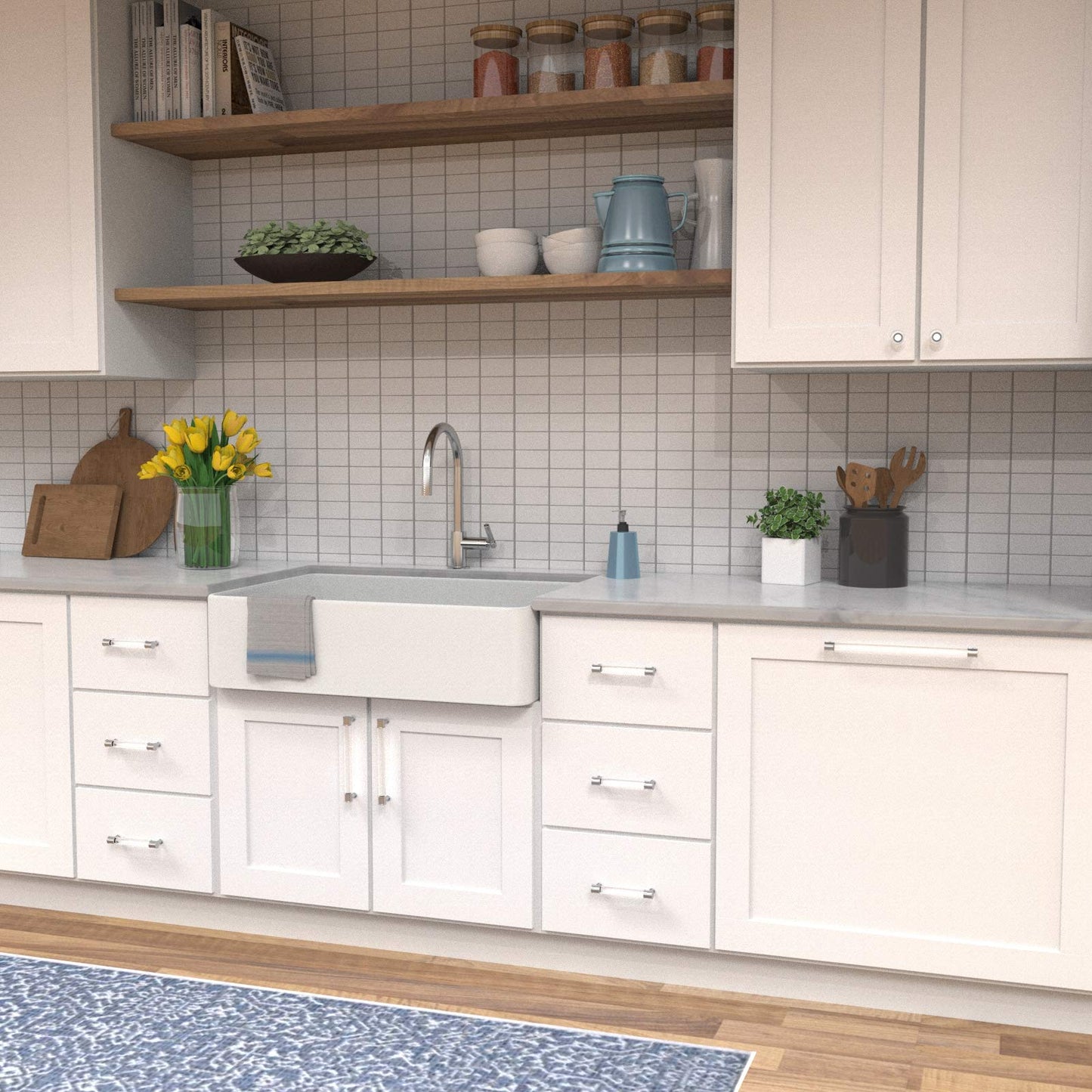 Hickory Hardware 1 Pack Solid Core Kitchen Cabinet Pulls, Luxury Cabinet Handles, Hardware for Doors & Dresser Drawers, 8-13/16 Inch (224mm) Hole Center, Crysacrylic with Chrome, Midway Collection