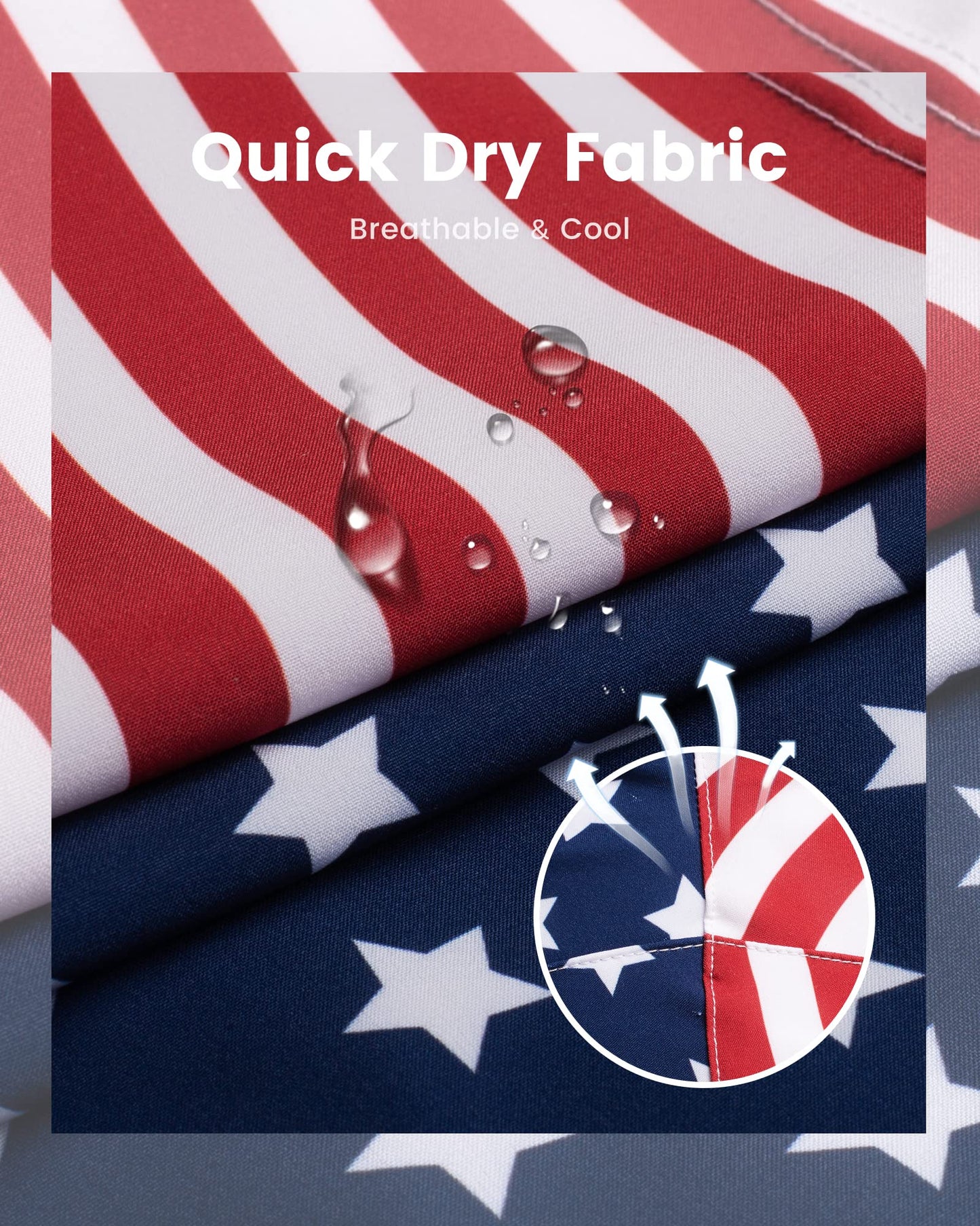 maamgic 2 in 1 Mens Swim Trunks 7 Inch Swim Shorts Swim Suits Board Shorts American Flag