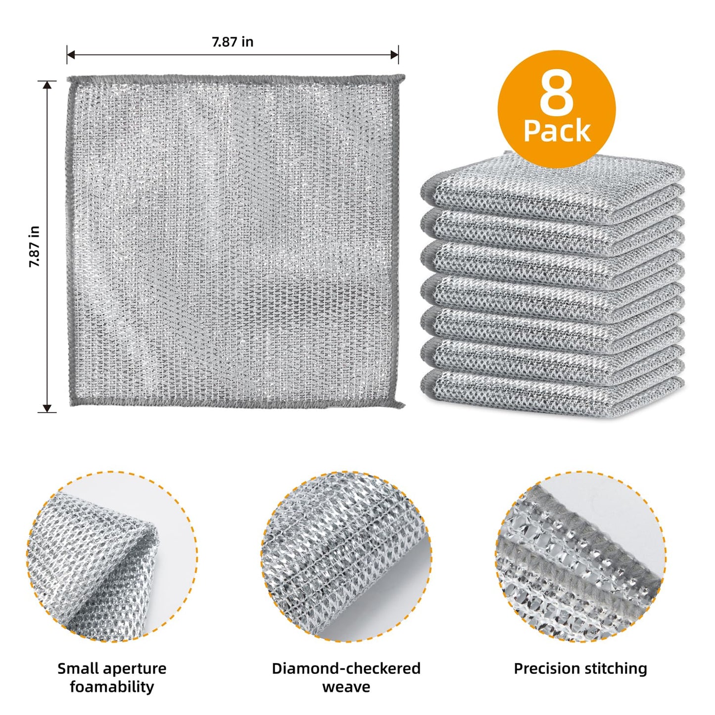 DyPinYise Multipurpose Wire Miracle Cleaning Cloths, Magnifying Wire Dishwashing Rags for Wet and Dry Mesh Microfiber Cleaning Cloth for Metal, Kitchen, Dishes