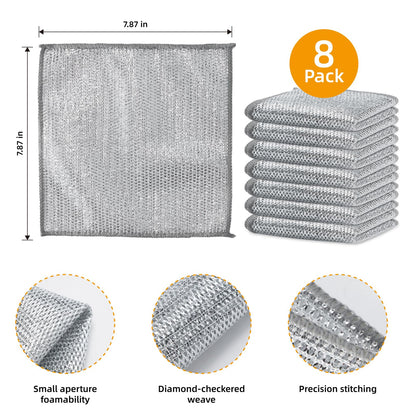 DyPinYise Multipurpose Wire Miracle Cleaning Cloths, Magnifying Wire Dishwashing Rags for Wet and Dry Mesh Microfiber Cleaning Cloth for Metal, Kitchen, Dishes