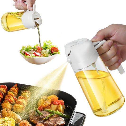 FXKJGHP Oil Dispensing, Oil Sprayer For Cooking, Oil Dispenser For Kitchen, 2 in 1 Olive Oil Dispenser And Oil Sprayer 16oz/470ml For Cooking, Kitchen, Salad, Barbecue(Beige)