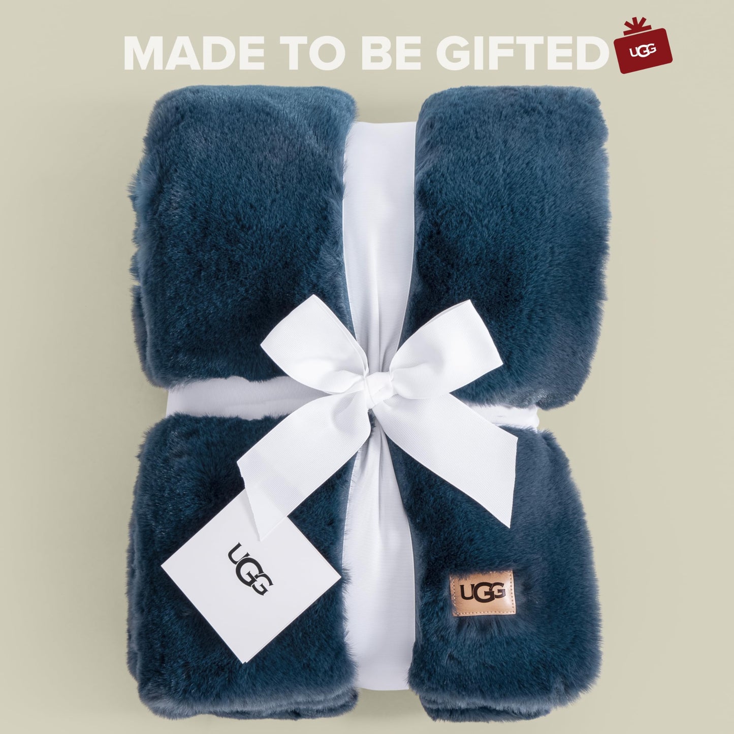UGG Euphoria Plush Faux Fur Throw Blanket, Soft Warm Throw Blankets for Couch or Bed, Luxury Bedroom Decor, Giftable Holiday Blankets, Machine Washable, 50-inch x 70-inch, Indigo Blue