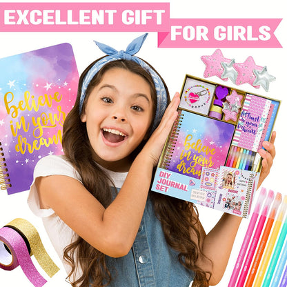 Nollh DIY Journal Kit for Girls - 26PCS Teen Tween Girl Gifts Trendy Stuff, Stocking Stuffers, Scrapbook Supplies Stationery Set, Art Crafts Kit - Ideal Gifts for 8 9 10 11 12 13 14 Year Old Girl