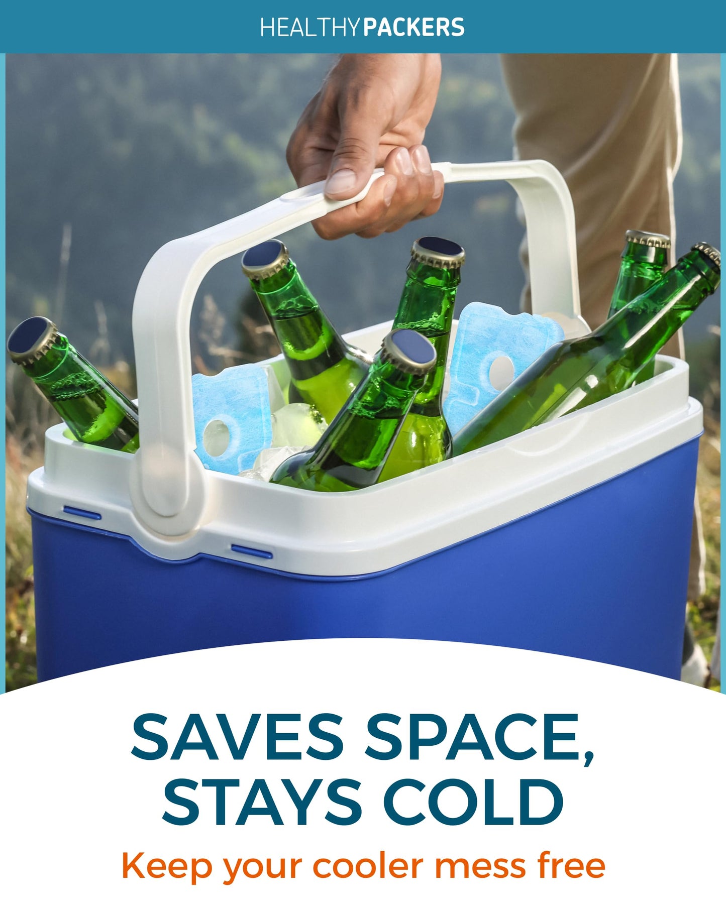 Healthy Packers Ice Packs for Lunch Boxes & Coolers - Freezer Packs - Original Cool Pack | Cooler Accessories for Beach, Camping & Fishing | Slim & Long-Lasting Reusable Ice Pack for Cooler (Set of 4)