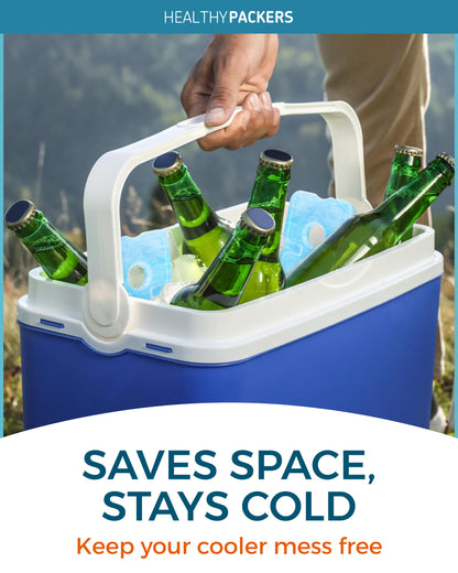 Healthy Packers Ice Packs for Lunch Boxes & Coolers - Freezer Packs - Original Cool Pack | Cooler Accessories for Beach, Camping & Fishing | Slim & Long-Lasting Reusable Ice Pack for Cooler (Set of 4)