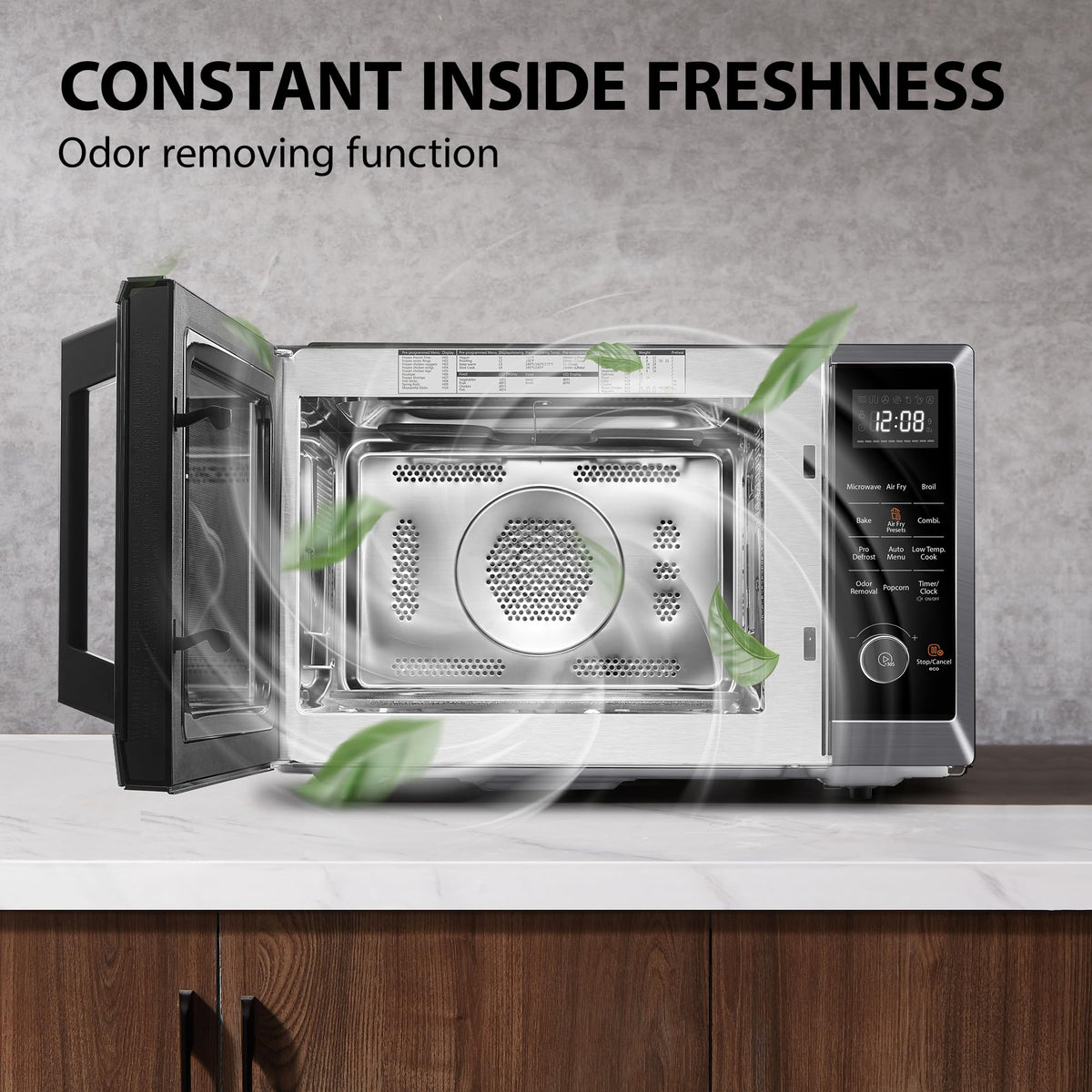 TOSHIBA Air Fryer Combo 8-in-1 Countertop Microwave Oven, with Convection, Broil, Odor Removal Mode, 12.4" Position Memory Turntable, Child-Lock, 1.0 Cu.ft, Black Stainless Steel, ML2-EC10SA(BS)