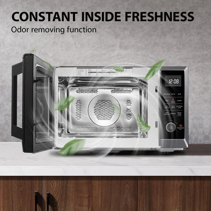 TOSHIBA Air Fryer Combo 8-in-1 Countertop Microwave Oven, with Convection, Broil, Odor Removal Mode, 12.4" Position Memory Turntable, Child-Lock, 1.0 Cu.ft, Black Stainless Steel, ML2-EC10SA(BS)