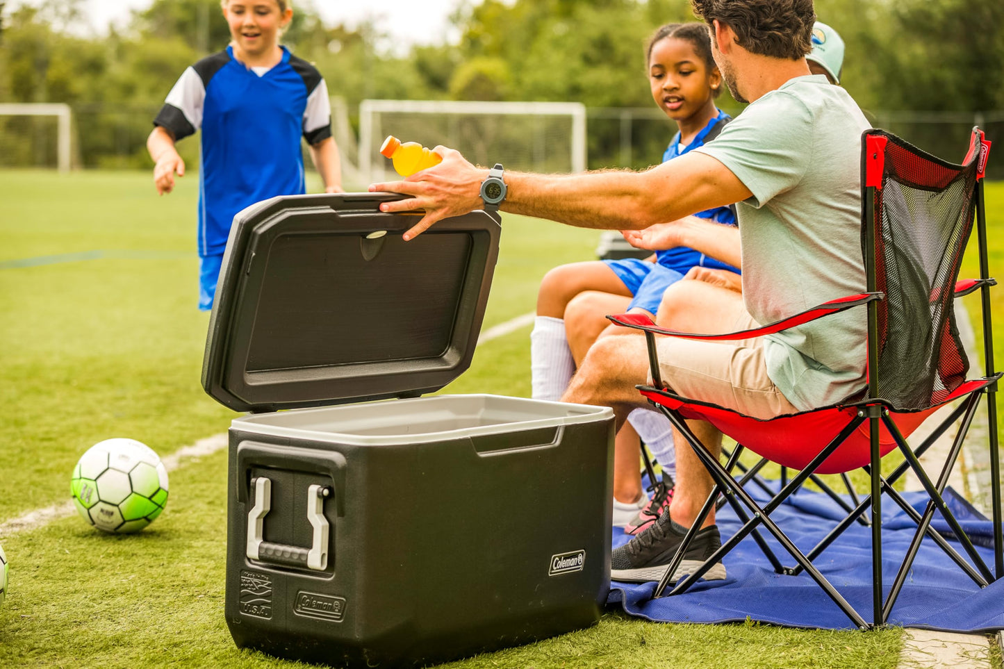 Coleman Broadband Mesh Quad Camp Chair with Carry Bag & Cup Holder, Cooling Mesh Back with Adjustable Arms