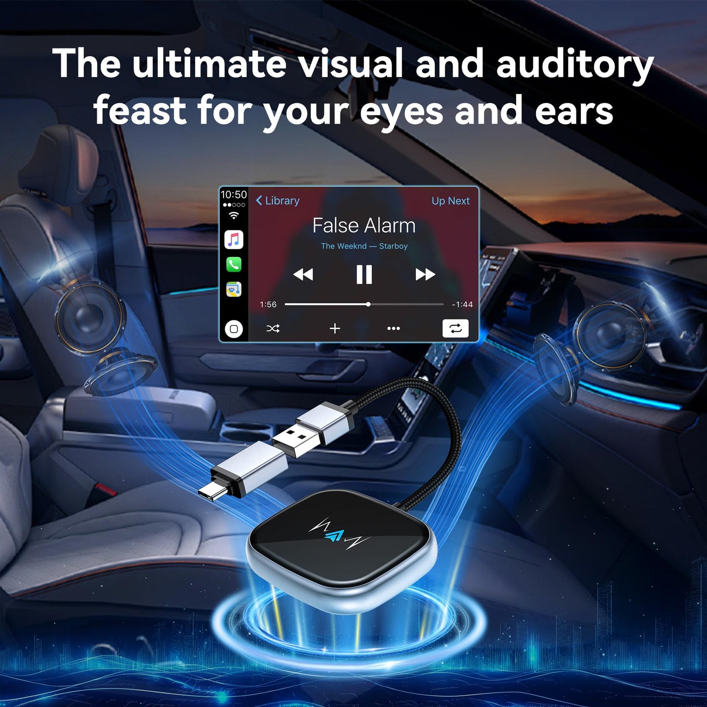 vnilrgle Wireless Android Auto Adapter, Wireless carplay Adapter, Latest NFC Touchscreen Connectivity, Wireless Plug-and-Play for Android Devices (Android 11 and Above)