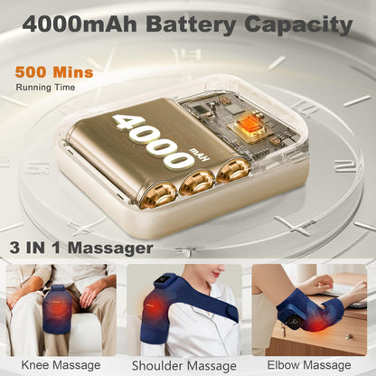 KingPavonini Cordless Knee Massager for Pain Relief, Newly 4 Motors Vibration, 5 Heat Levels, 6 Massage Modes, Knee Heating Pad for Knee Pain, Heated Knee Massager Brace, for Mom Dad (Blue 2.0)