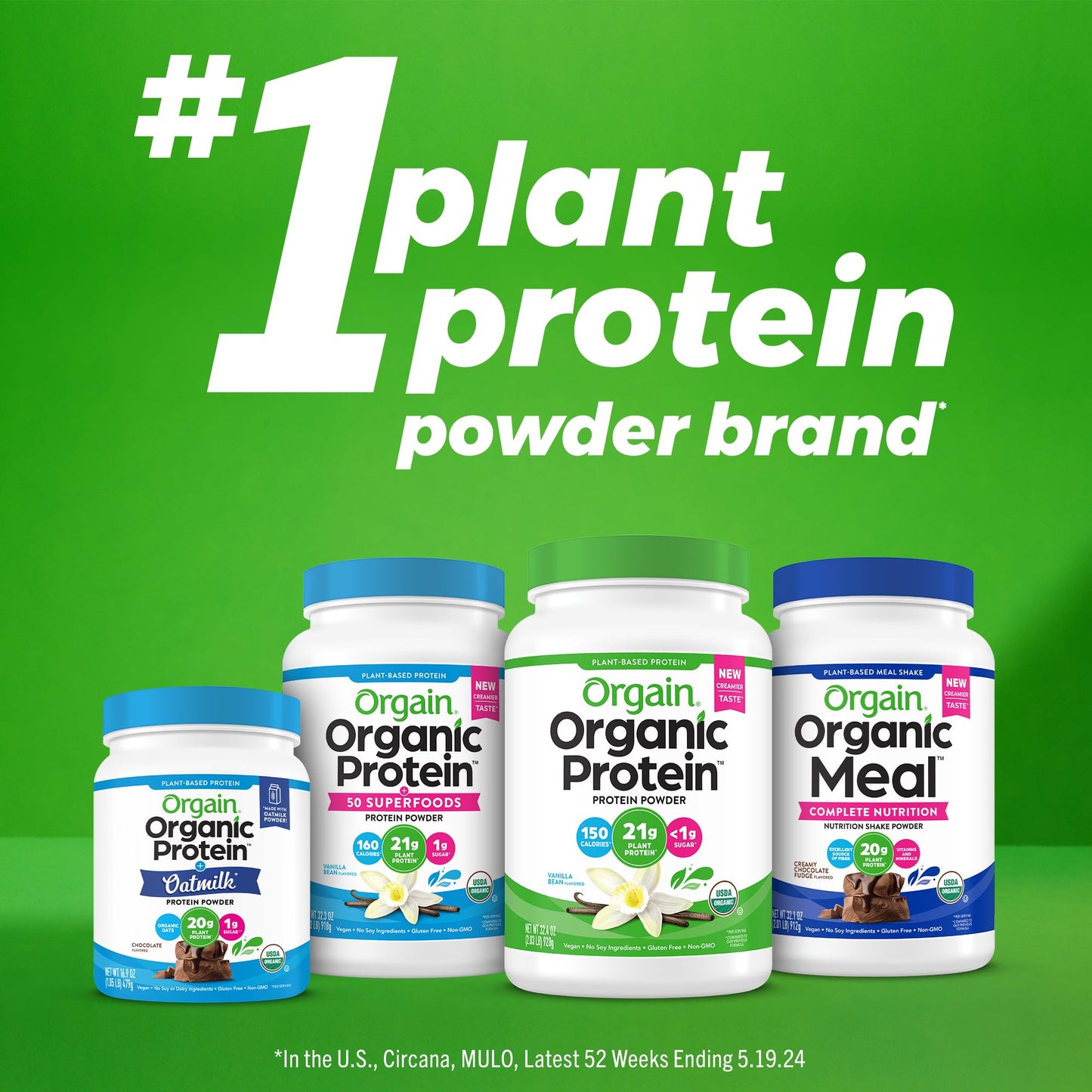 Orgain Organic Vegan Meal Replacement Protein Powder, Creamy Chocolate Fudge - 20g Plant Based Protein, Gluten Free, Dairy Free, Lactose Free, Soy Free, No Sugar Added, For Smoothies & Shakes - 2.03lb