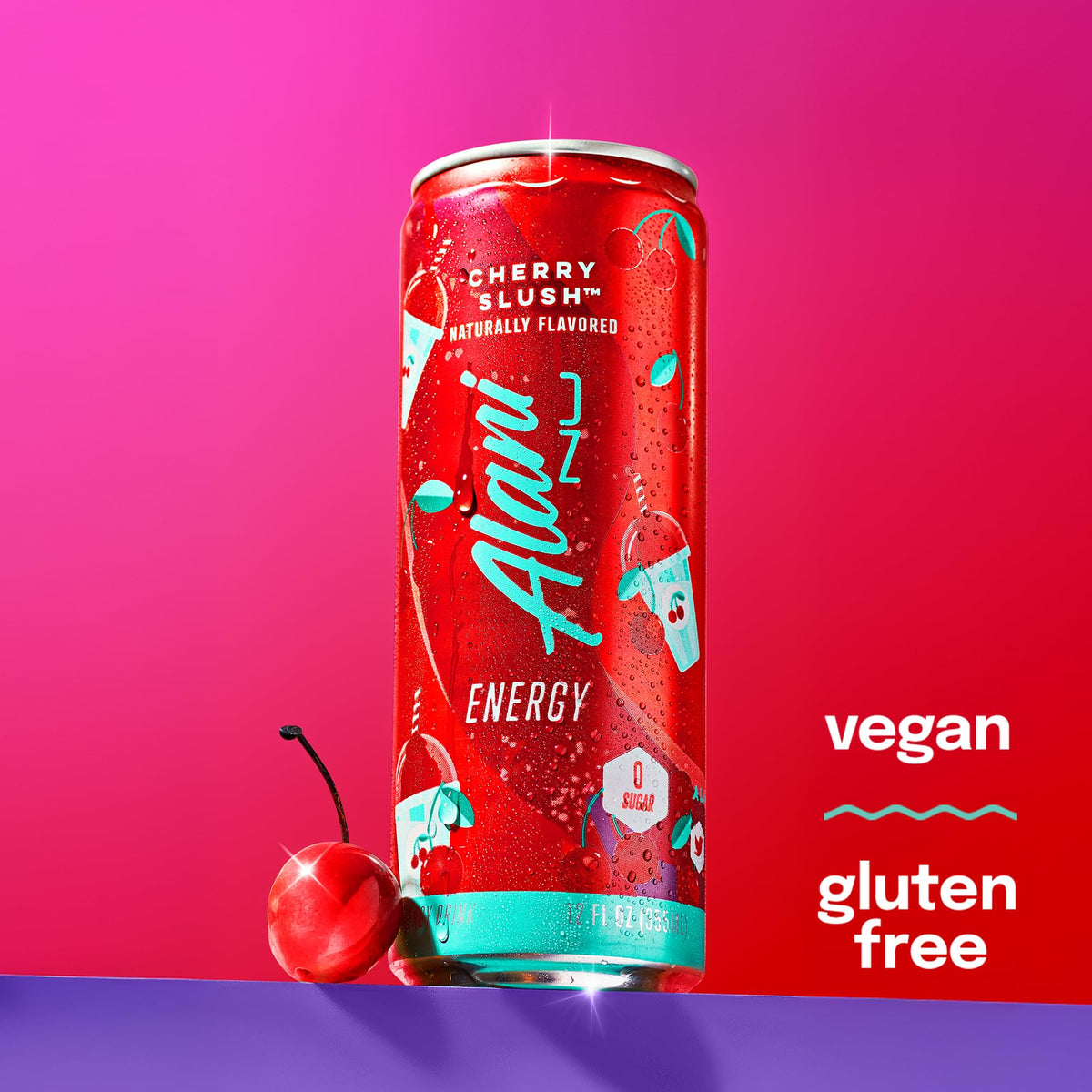 Alani Nu CHERRY SLUSH, Sugar Free, Low Calorie Energy Drinks, 200mg Caffeine, Biotin, B Vitamins, Zero Sugar, 10 Calories, 12 Fl Oz Cans, 24 Pack