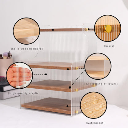 KAOTGOT Coffee Mug Holder Wooden Cup Station Organizer 4-Tier Cup Holder for Coffee Bar Mug Display Rack for Countertop Mug Holder Shelf for Home Kitchen Wood