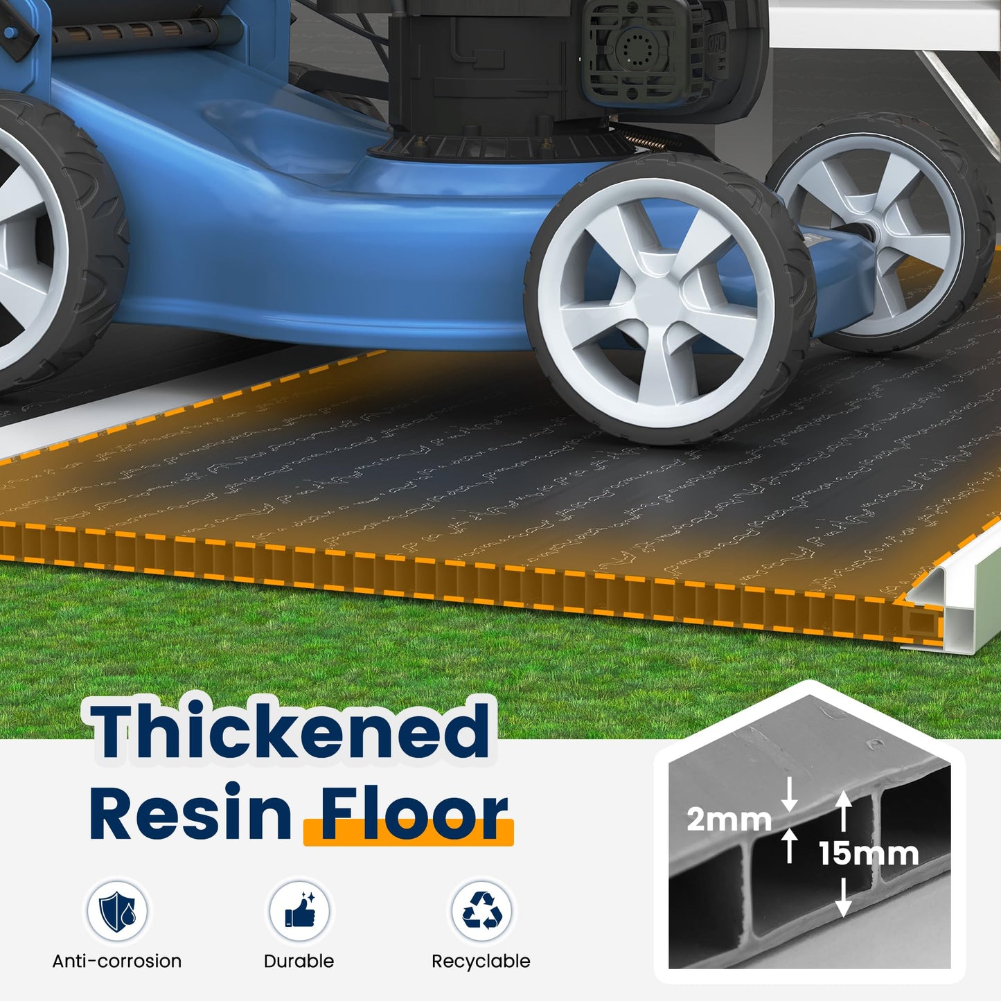 UDPATIO Storage Shed 8 x 10 FT, Resin Outdoor Garden Sheds with Floor Plastic Patio Outdoor Storage with Lockable Door for Tool, Bike, Garbage Gray White