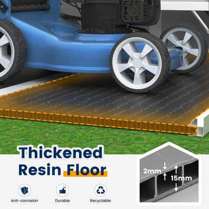 UDPATIO Storage Shed 8 x 10 FT, Resin Outdoor Garden Sheds with Floor Plastic Patio Outdoor Storage with Lockable Door for Tool, Bike, Garbage Gray White