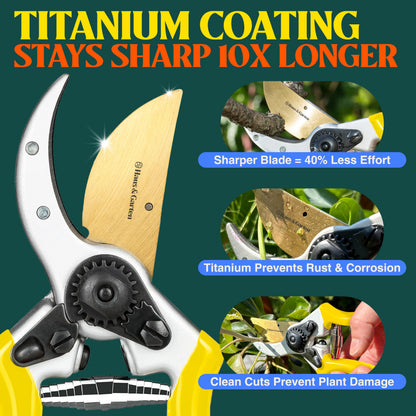 Haus & Garten ClassicPRO 8.5" Premium Titanium Bypass Garden Shears - Use as Pruners, Pruning Shears for Gardening, Hand Pruners, Handheld Garden Clippers Scissors Tool