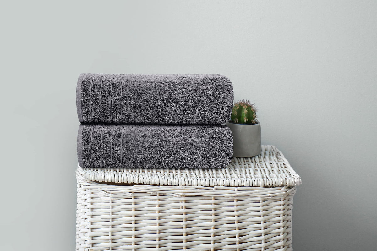 Tens Towels Pack of 4 Extra Large Bath Towels 30 x 60 Inches, 100% Cotton, Larger & Lighter Weight, Quicker to Dry, Super Soft and Absorbent, Perfect for Bathroom, Dark Grey