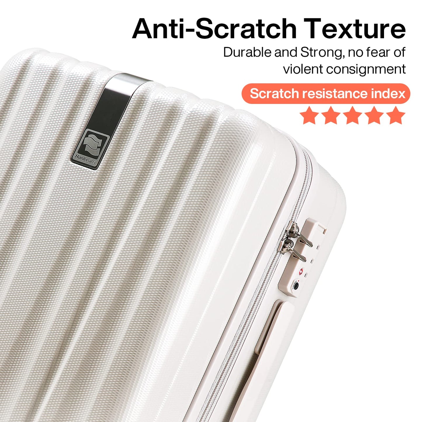 Hanke Luggage Sets 2 piece Carry On Luggage with Wheels PC Hard Shell Suitcases Lightweight Checked Travel Luggage Large Travel Suitcase Woman Men 20/29 Inch(Ivory White)