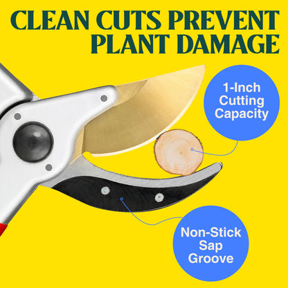 Haus & Garten ClassicPRO 8.5" Premium Titanium Bypass Garden Shears - Use as Pruners, Pruning Shears for Gardening, Hand Pruners, Handheld Garden Clippers Scissors Tool