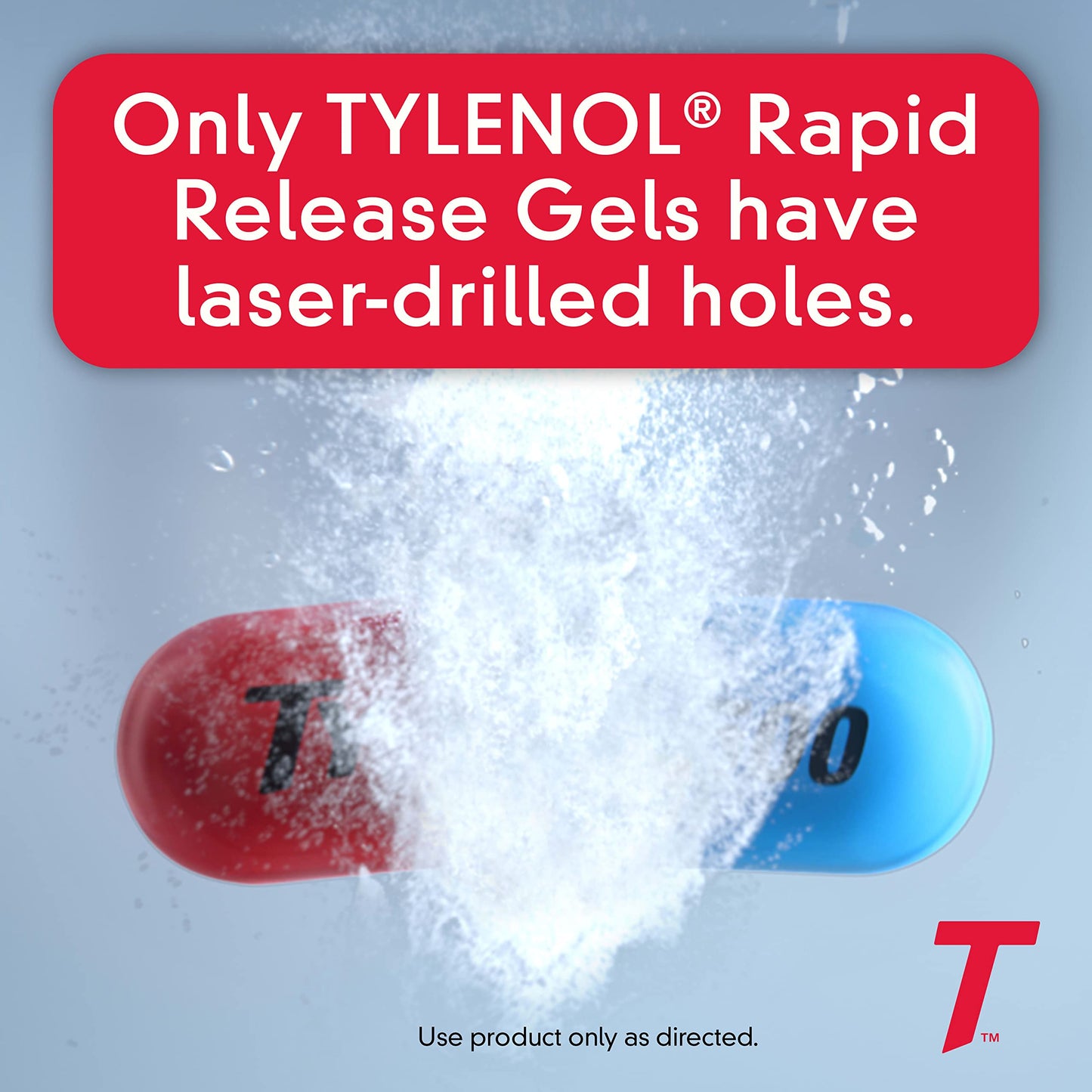 Tylenol Extra Strength Acetaminophen Rapid Release Gels, Pain Reliever & Fever Reducer, Gelcaps with Laser-Drilled Holes for Fast Release, Gentle on Stomach, 500 mg Per Gelcap, 100 Count OTC Medicine