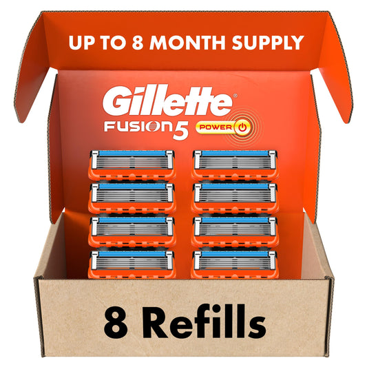 Gillette Fusion5 Power Razor Blades for Men, 5-Blade Razor Refills, 8 Count