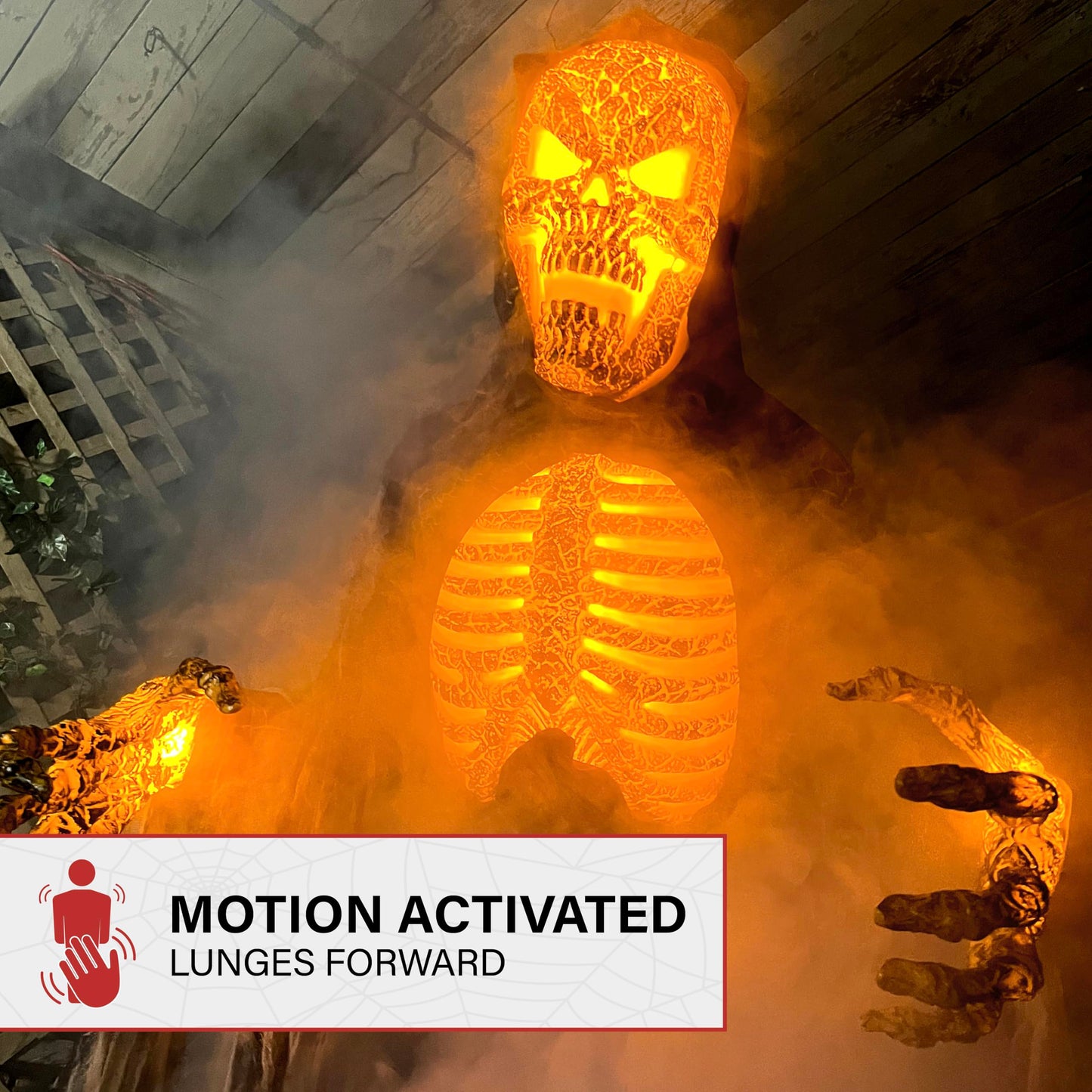 Haunted Hill Farm Motion-Activated 7.5-Ft. Tall Smoldering Ghoul, Plug-in Talking Scare Prop Animatronic with Spooky Sound Effects and Lights for Indoor or Covered Outdoor Creepy Halloween Decoration