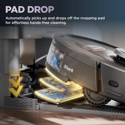 Shark Robot Vacuum & Mop Combo, PowerDetect NeverTouch, Self-Emptying & Self-Refilling, 60-Day Debris Capacity, 30-Day Refill Tank, Pad Dry, 5 Intelligent PowerDetect Cleaning Technologies, RV2820YE