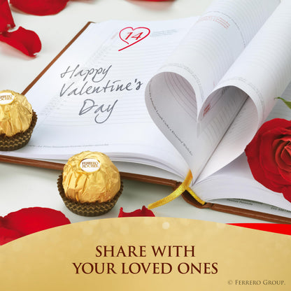 Ferrero Rocher, 16 Count, Gourmet Milk Chocolate Hazelnut, Valentine's Chocolate, Individually Wrapped, 6.2 oz